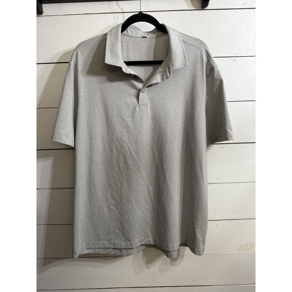 Lululemon Shirt Mens XXL Gray Evolution Polo Casual Preppy Stretch Golf Logo - Picture 1 of 5